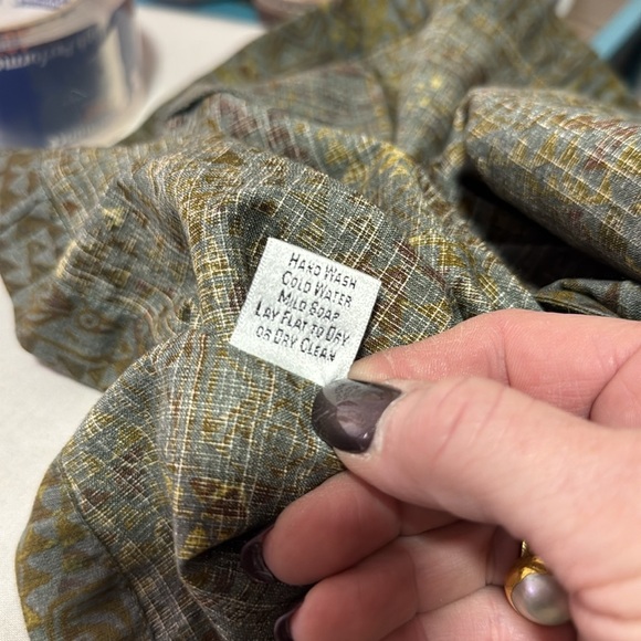 Peruvian Connection Green Gold Pima Cotton Button Front Lightweight Jacket Top - Picture 11 of 11